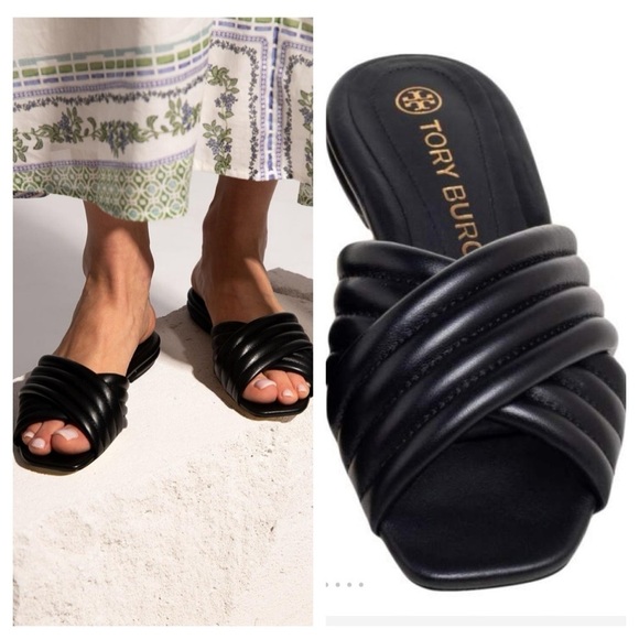 TORY BURCH
Kira Quilted Crisscross Slide Sandals In Perfect Black size 6.5 - Picture 1 of 9